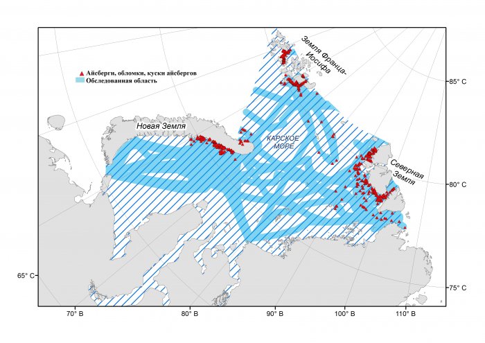 Особенности распределения айсбергов по данным судовых наблюдений в Карском море в 2004-2019 гг.