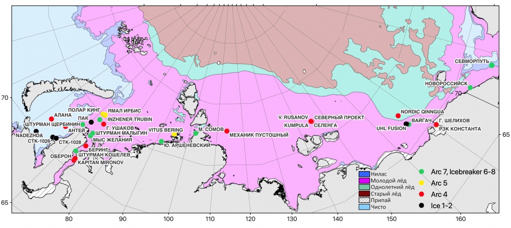 Особенности ледовых процессов в осенний период 2021 г. в морях РоссийскойАрктики и оценка оправдываемости ледовых прогнозов - Российская Арктика
